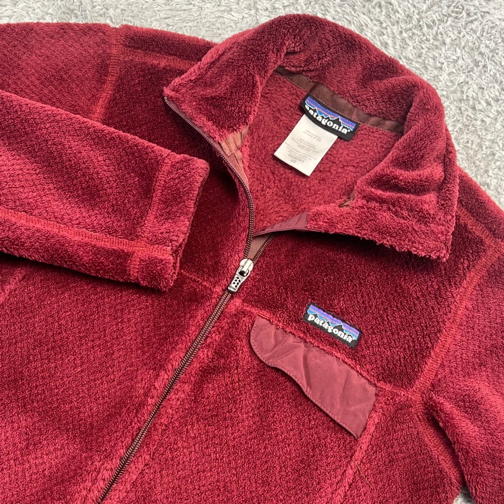 Patagonia Womens Re-Tool Full‎ Zip Fleece Jacket Burgundy Red XS Teddy Gorpcore